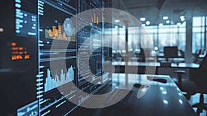 Data Visualization on Computer Screen in Modern Office