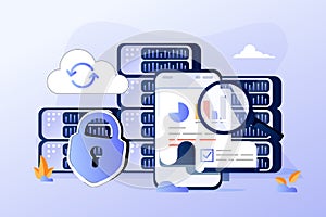 Data visualization concept, big data, vector illustration. Machine learning algorithm. Analysis information, data.