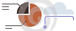 Data Visualization Concept with Pie Chart and Cloud Computing Connection