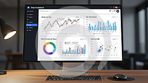 Data visualization dashboard on computer screen