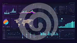 Data visualization dashboard featuring graphs and global statistics
