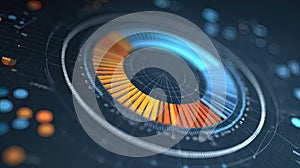 Data visualization displaying radial bar chart technology interface