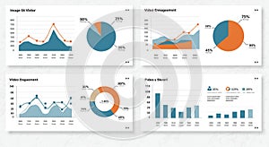 Data visualization displays various charts and graphs, including line graphs, bar