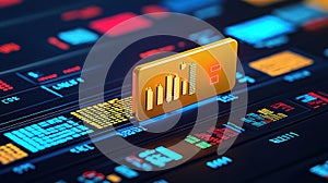 Golden Candlestick Chart on Digital Stock Market Display