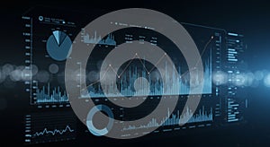 Data visualization interface displaying various graphs and charts on a digital