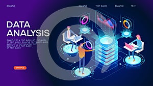 Data visualization isometric concept banner