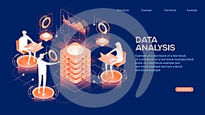 Data visualization isometric concept banner
