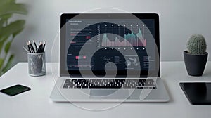 Data Visualization on Laptop, A Modern Workplace Scene