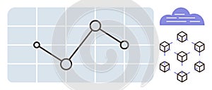 Data Visualization with Line Graph, Cloud Computing, and Blockchain Concept