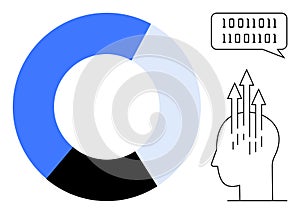 Data Visualization Concept with Pie Chart and Human Intelligence ation
