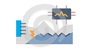 Data Visualization on Mountain Landscape, Environmental Analytics, vector design Generative AI