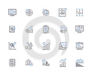 Data visualization outline icons collection. Data, Visualization, Chart, Graph, Map, Plot, Diagram vector and