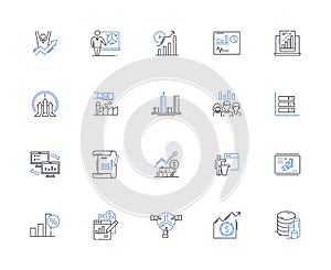 Data visualization outline icons collection. Data, Visualization, Chart, Graph, Map, Plot, Diagram vector and