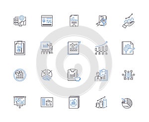 Data visualization outline icons collection. Data, Visualization, Chart, Graph, Map, Plot, Diagram vector and