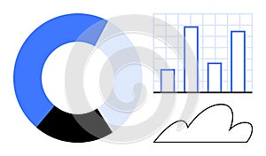 Data Visualization with Pie Chart, Bar Graph, and Cloud Concept for Analytics