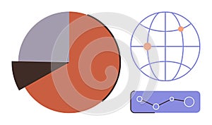 Data Visualization with Pie Chart, Global Network, and Line Graph for Analytics and Research