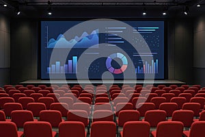 Data visualization presentation in empty auditorium