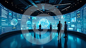 Data visualization room with business professionals