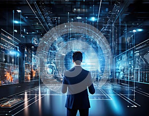 Data visualization showcasing futuristic technology and growth graphs for data analysis. Generated with AI