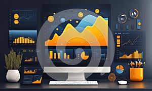 Data visualization software displaying analytics on computer screen