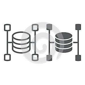 Data warehouse line and glyph icon