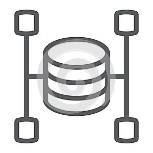 Data warehouse line icon, data and analytics