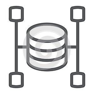 Data warehouse line icon, data and analytics