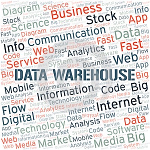 Data Warehouse vector word cloud, made with text only.