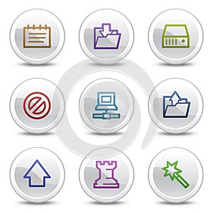 Data web colour icons, white circle buttons