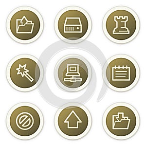 Data web icons, brown circle buttons series