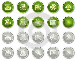 Data web icons, green and grey circle buttons
