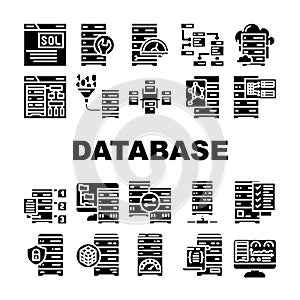 database administrator computer, icons set vector