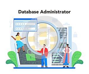 Database administrator concept. Admin or manager working