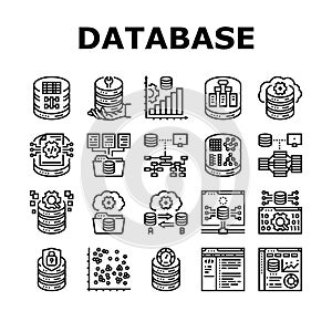 database administrator server icons set vector