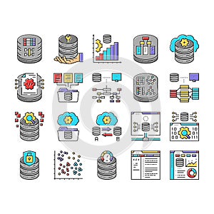 database administrator server icons set vector