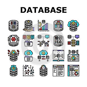 database administrator server icons set vector