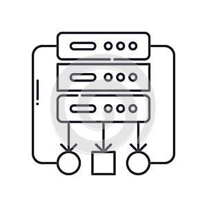 Database algorithm icon, linear isolated illustration, thin line vector, web design sign, outline concept symbol with