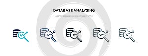 Database analysing icon in different style vector illustration. two colored and black database analysing vector icons designed in