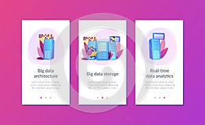 Big data storage app interface template.