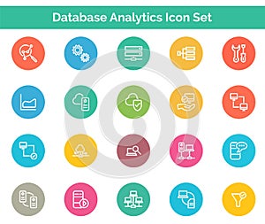 Database Analytics Icon SET Vector illustration