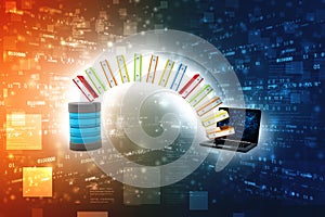 Database or archive concept. Data storage, Data Sharing. 3d render