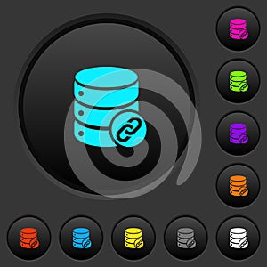 Database attachment dark push buttons with color icons