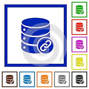 Database attachment flat framed icons