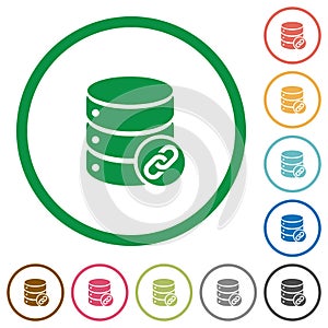 Database attachment flat icons with outlines