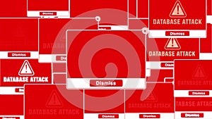 Database Attack Alert Warning Error Pop-up Notification Box On Screen.