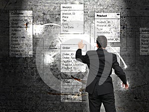 Database background with businessman