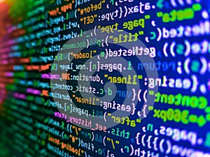 Database bits access stream visualisation. Abstract computer script  code. Developer working on program codes. IT coding on