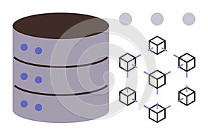 Database and Blockchain Network Connection Representing Decentralized Data Storage Concept