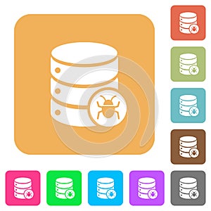 Database bug rounded square flat icons