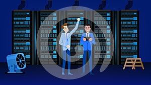 Database Center Server Room. Cloud Storage Access